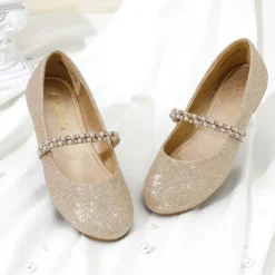 Girls’ Pearl & Rhinestone Mary Jane Flats