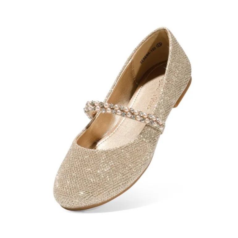 Girls’ Pearl & Rhinestone Mary Jane Flats