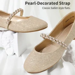 Girls’ Pearl & Rhinestone Mary Jane Flats