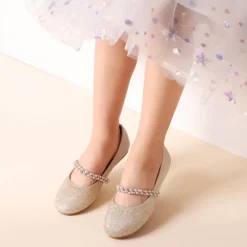 Girls’ Pearl & Rhinestone Mary Jane Flats