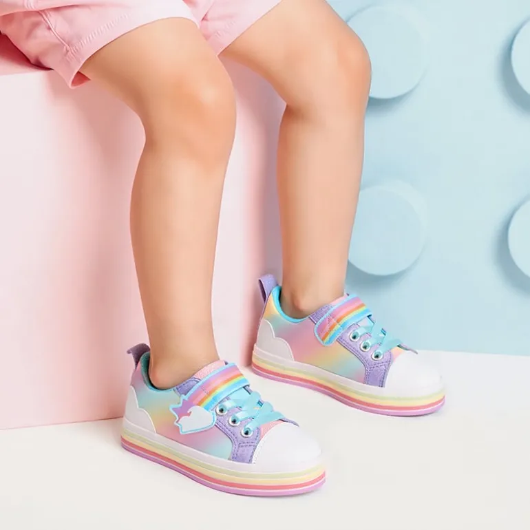 Girls’ Rainbow Ombre Hook-and-Loop Sneakers