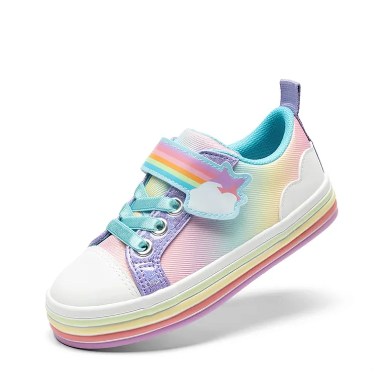 Girls’ Rainbow Ombre Hook-and-Loop Sneakers