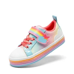 Girls’ Rainbow Ombre Hook-and-Loop Sneakers