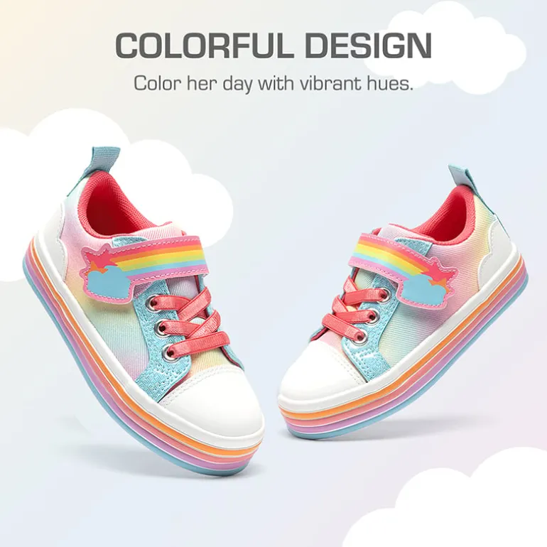 Girls’ Rainbow Ombre Hook-and-Loop Sneakers