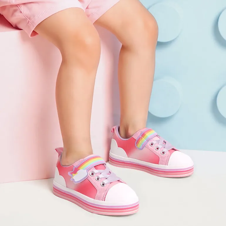 Girls’ Rainbow Ombre Hook-and-Loop Sneakers
