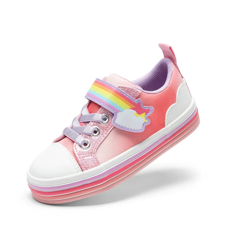 Girls’ Rainbow Ombre Hook-and-Loop Sneakers