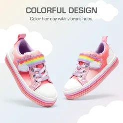 Girls’ Rainbow Ombre Hook-and-Loop Sneakers
