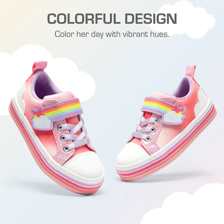 Girls’ Rainbow Ombre Hook-and-Loop Sneakers