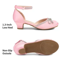 Girls Rhinestone Bowknot Low Heels