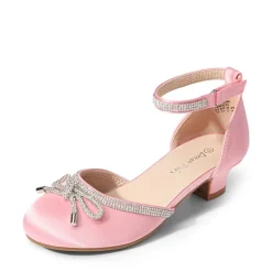 Girls Rhinestone Bowknot Low Heels