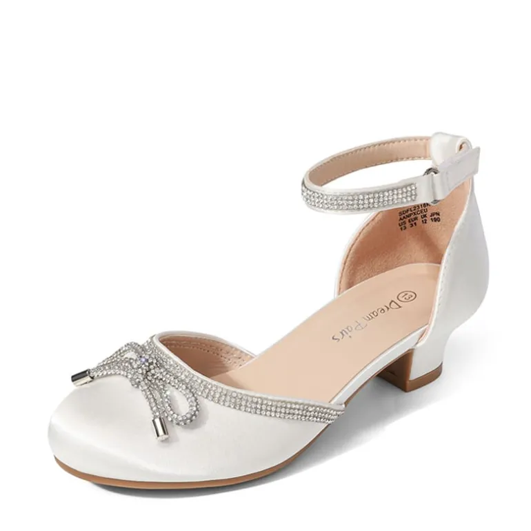 Girls Rhinestone Bowknot Low Heels