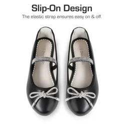 Girls’ Rhinestone Bow Mary Jane Flats