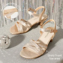 Girls Rhinestone Low Heel Sandals