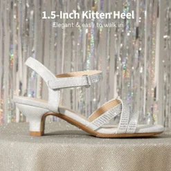 Girls Rhinestone Low Heel Sandals
