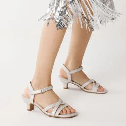 Girls Rhinestone Low Heel Sandals