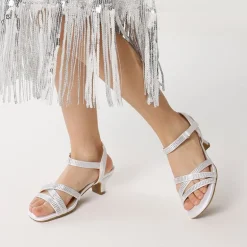 Girls Rhinestone Low Heel Sandals
