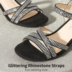 Girls Rhinestone Low Heel Sandals