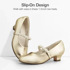 Girls' Rhinestone Mary Jane Low Heels