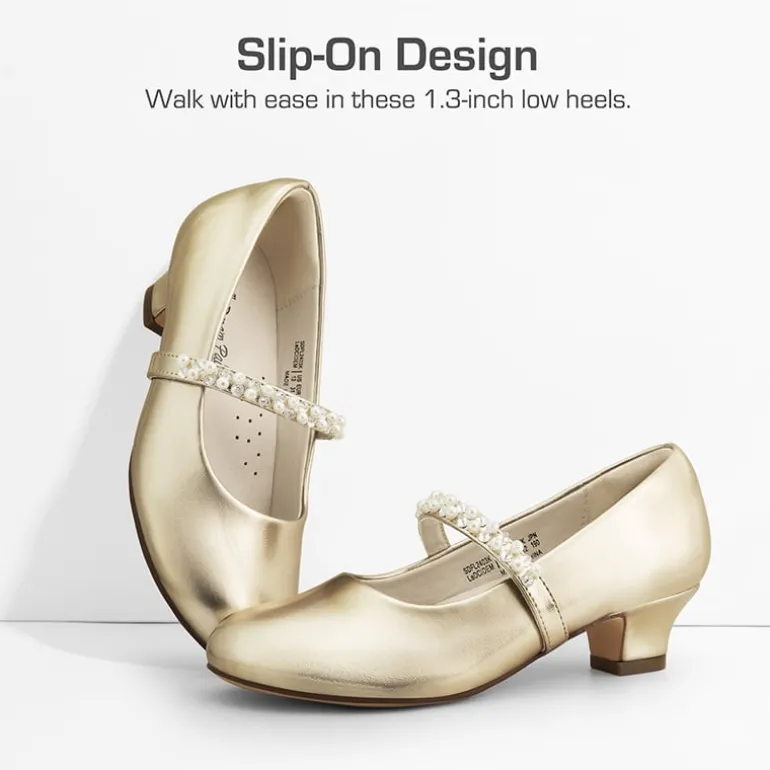 Girls' Rhinestone Mary Jane Low Heels