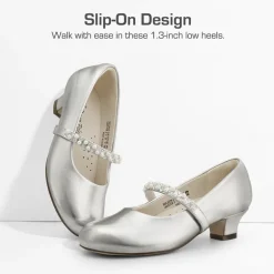 Girls' Rhinestone Mary Jane Low Heels