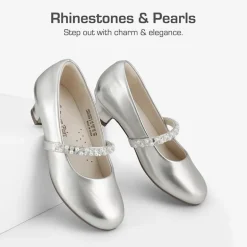 Girls' Rhinestone Mary Jane Low Heels