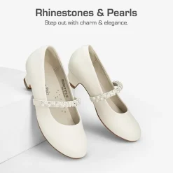 Girls' Rhinestone Mary Jane Low Heels