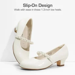 Girls' Rhinestone Mary Jane Low Heels