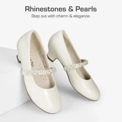 Girls' Rhinestone Mary Jane Low Heels