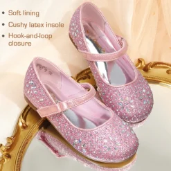 Girls’ Rhinestone Pearl Suede Ankle Strap Flats