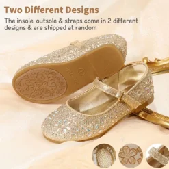 Girls’ Rhinestone Pearl Suede Ankle Strap Flats