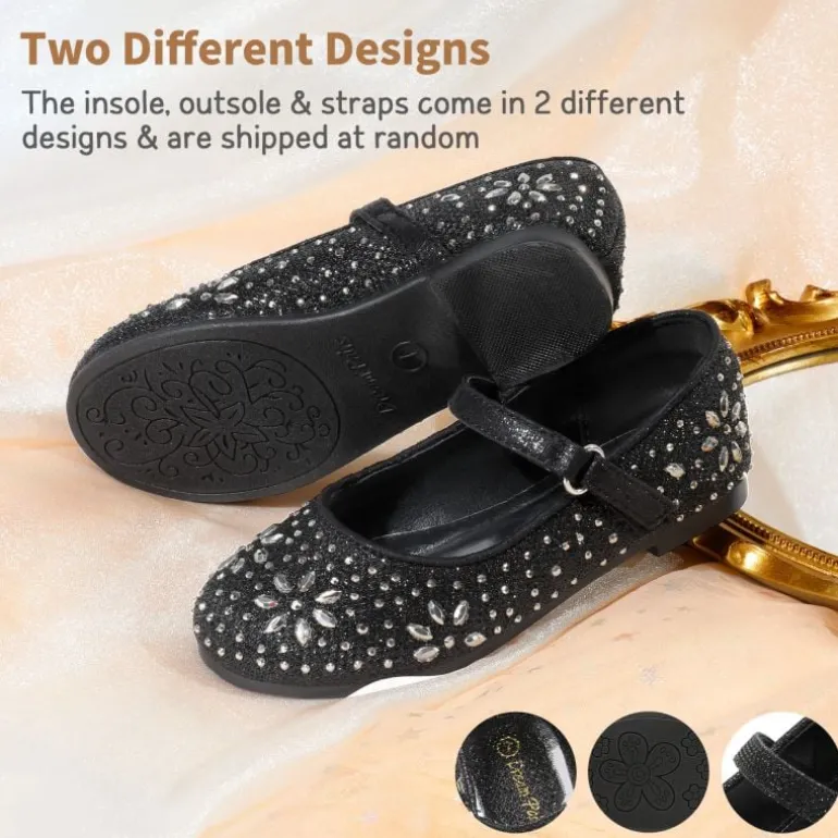 Girls’ Rhinestone Pearl Suede Ankle Strap Flats
