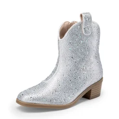 Girls’ Rhinestone Square-Toe Cowgirl Boots