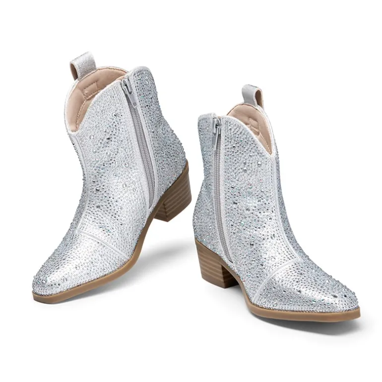 Girls’ Rhinestone Square-Toe Cowgirl Boots