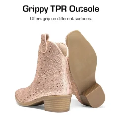 Girls’ Rhinestone Square-Toe Cowgirl Boots