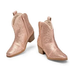 Girls’ Rhinestone Square-Toe Cowgirl Boots