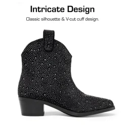 Girls’ Rhinestone Square-Toe Cowgirl Boots