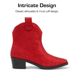 Girls’ Rhinestone Square-Toe Cowgirl Boots