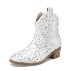 Girls’ Rhinestone Square-Toe Cowgirl Boots