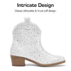 Girls’ Rhinestone Square-Toe Cowgirl Boots