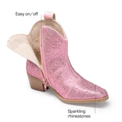 Girls’ Rhinestone Square-Toe Cowgirl Boots