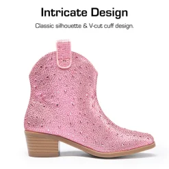 Girls’ Rhinestone Square-Toe Cowgirl Boots