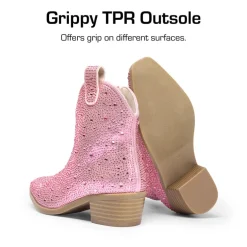 Girls’ Rhinestone Square-Toe Cowgirl Boots