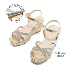 Girls Rhinestone Wedge Sandals
