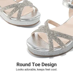 Girls Rhinestone Wedge Sandals