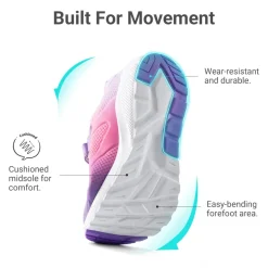 Girls’ Running Shoes with Hook-and-Loop Closure