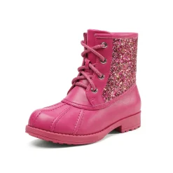 Girls Side Zipper Leather Glitter Boots