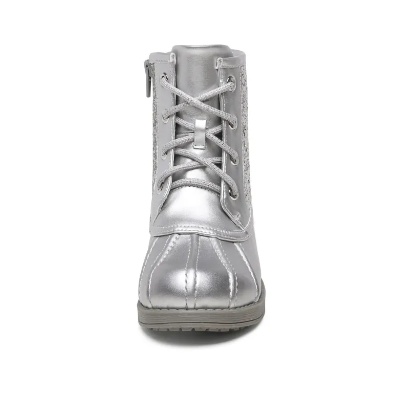 Girls Side Zipper Leather Glitter Boots