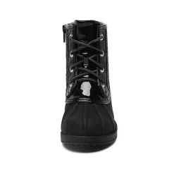 Girls Side Zipper Leather Glitter Boots