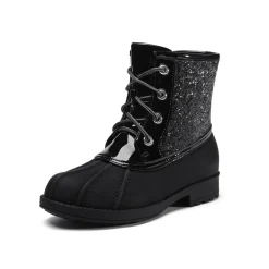 Girls Side Zipper Leather Glitter Boots