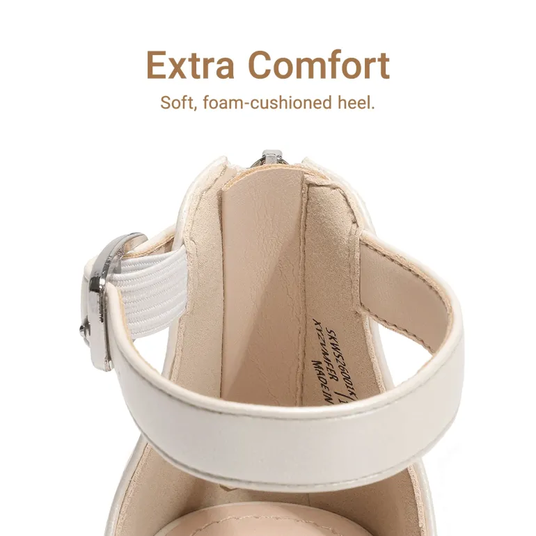 Girls’ Sparkly Wedge Sandals with Cushioned Heel